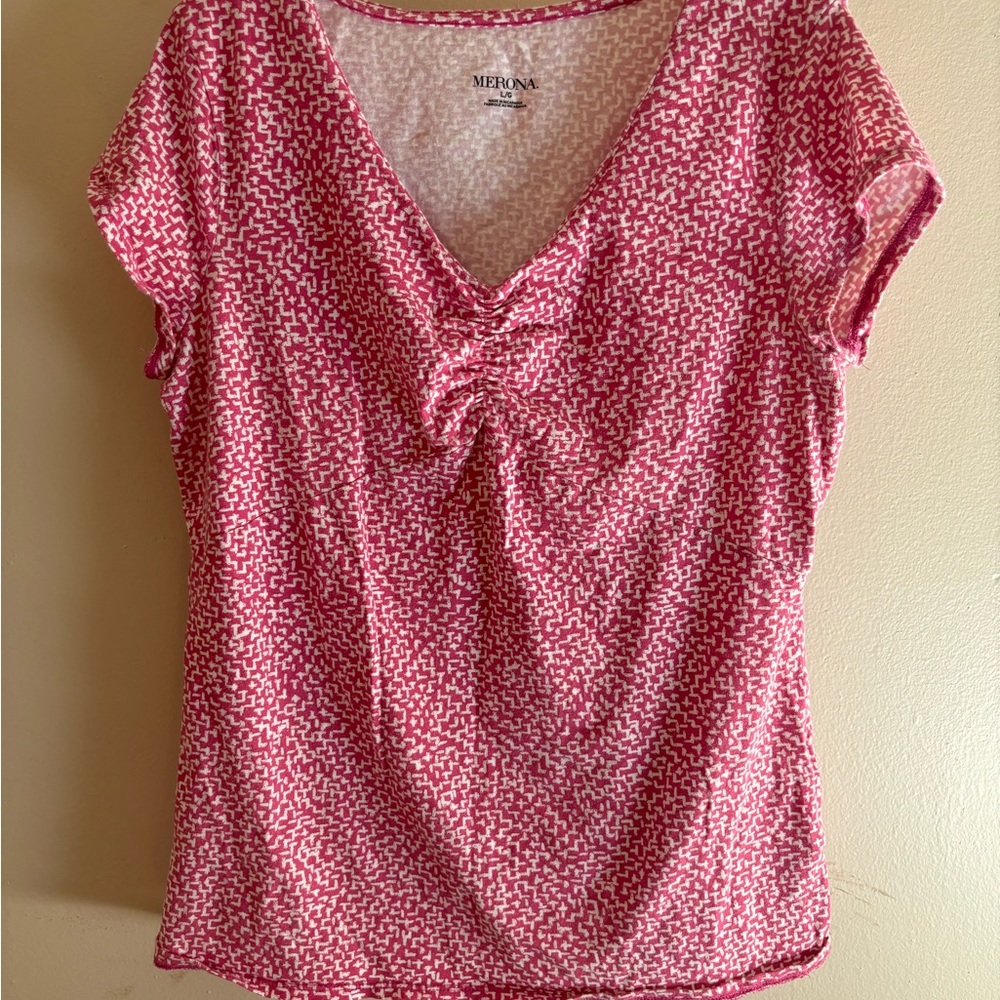 Merona Pink Patterned Women's Top
